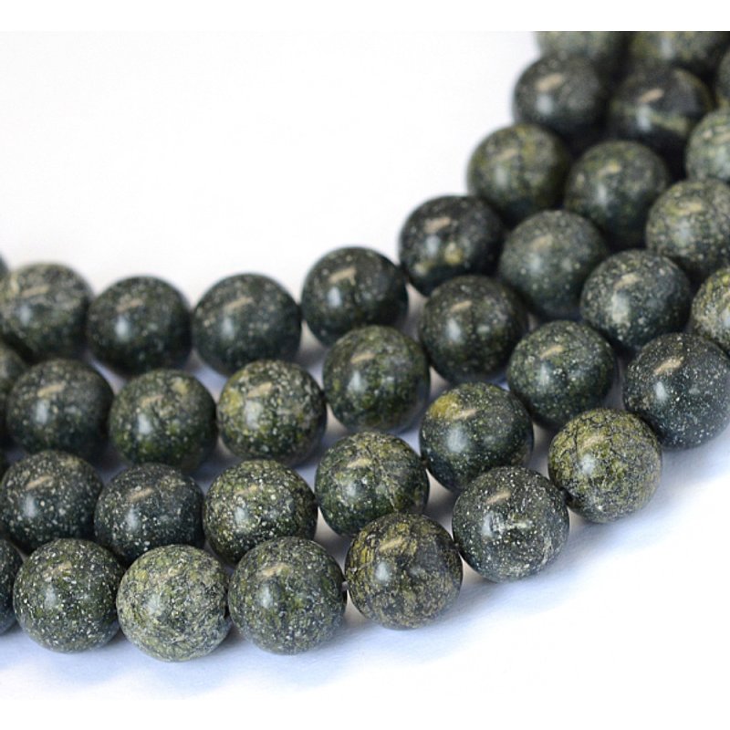 Brins de perles rondes en serpentine naturelle et pierre de dentelle verte 8-8,5mm — Perles à bijoux