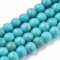 Brins de perles en turquoise synthétique, rondes, 6mm, 60pcs — Perles à bijoux