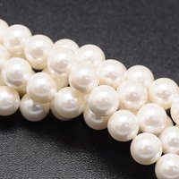 Brins de perles en nacre, rondes blanches, 8mm, 49pcs/brin — Perles à bijoux