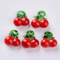 Handmade Lampwork Cherry Red Pendants 17-22.5mm