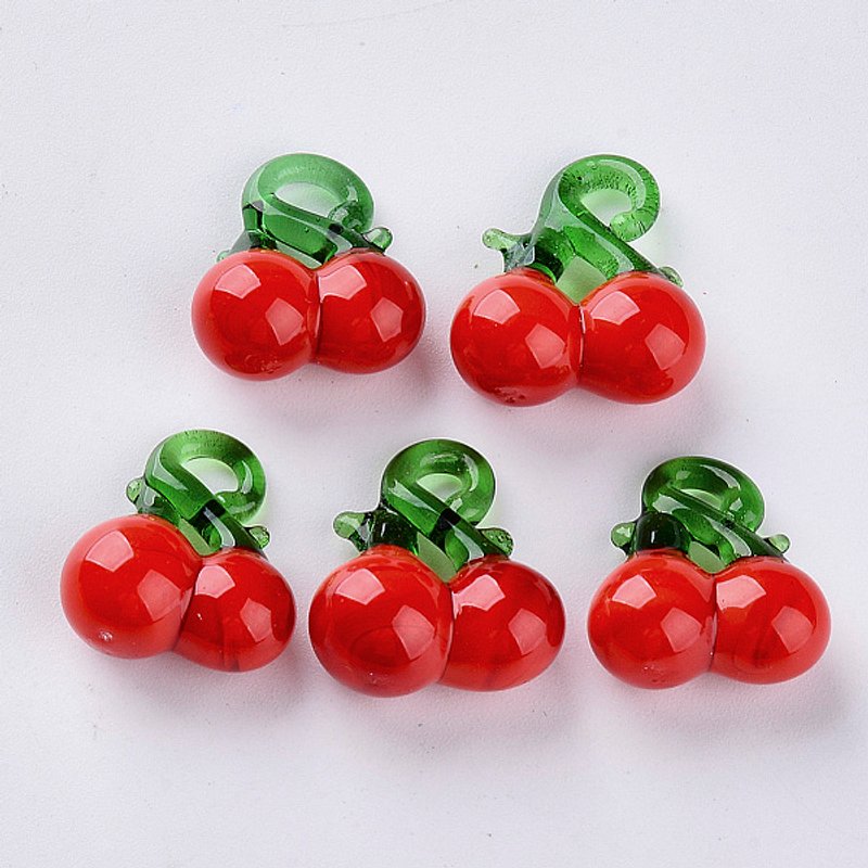Handmade Lampwork Cherry Red Pendants 17-22.5mm — Charms & Pendants