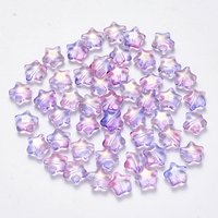 Perles en verre peintes par pulvérisation avec paillettes, étoile, lilas