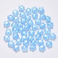 Transparent Glass Star Beads, Light Sky Blue, 8x8.5x4mm — Jewelry Beads