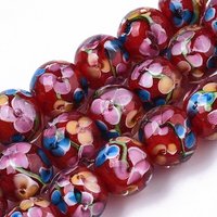 Handmade Lampwork Beads Strands, Inner Flower, FireBrick, 45pcs — Jewelry Beads