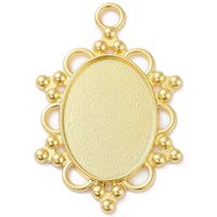 Alloy Oval Pendant Cabochon Settings with Bezel Cups — Jewelry Findings