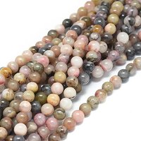 Brins de perles de rhodonite naturelle, rondes 6mm, 62pcs, 15.16 pouces — Perles à bijoux