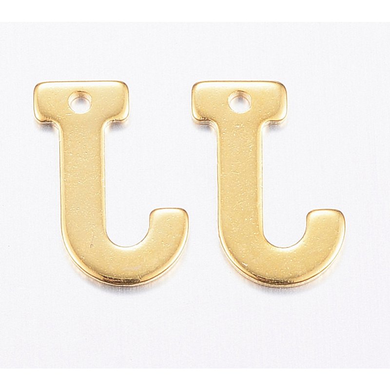 304 Stainless Steel Letter J Charm, 18K Gold Plated — Charms & Pendants