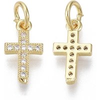 Brass Micro Pave Cubic Zirconia Tiny Cross Charms with Jump Ring — Charms & Pendants