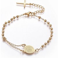 201 Stainless Steel Religion Theme Charm Bracelet with Cross