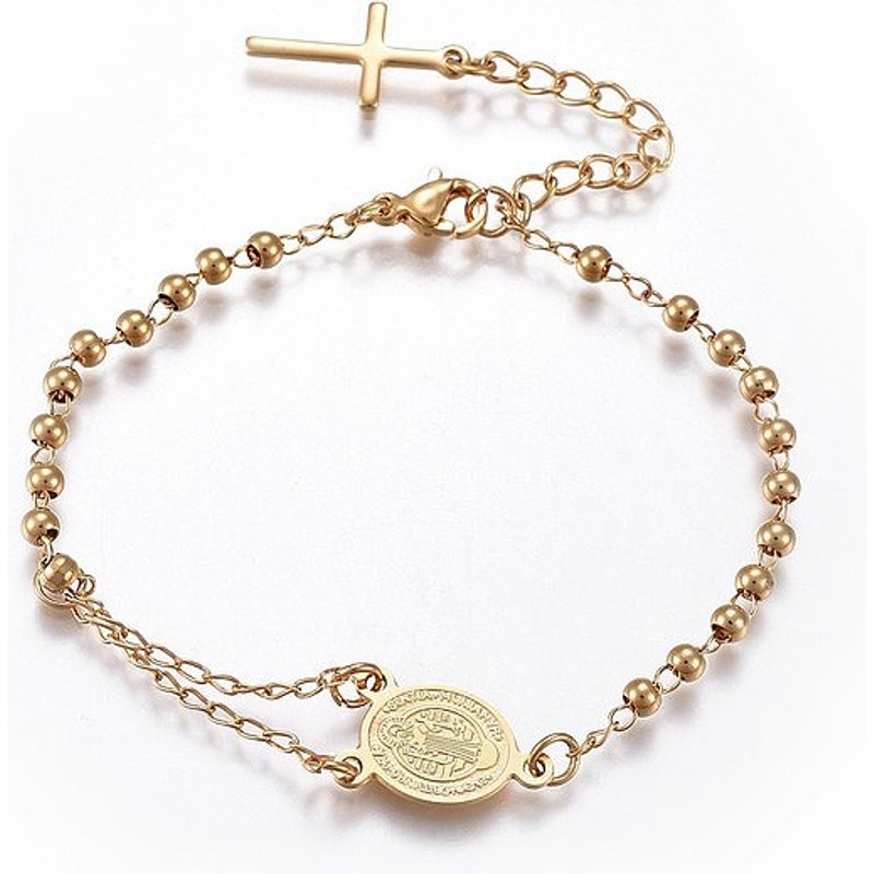 Bracelet en Acier Inoxydable 201 avec Charms Thème Religieux — Bracelet Femme