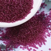 Miyuki Round Rocailles Beads, Japanese Seed Beads, Transparent Fuchsia — Jewelry Beads