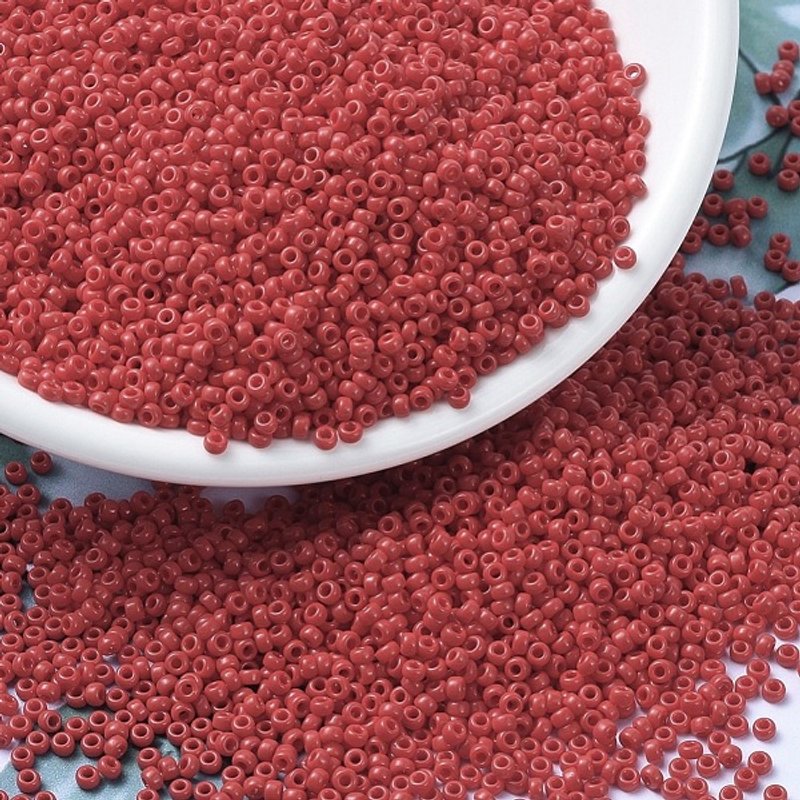 Perles Rocailles Miyuki, Perles de Semences Japonaises, Rouge Opaque, 11/0 — Perles à bijoux