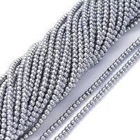 Brins de perles en verre électroplaqué, ronds, plaqué platine, 2.5mm — Perles à bijoux
