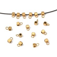 Ion Plating 304 Stainless Steel Tube and Loop Bails, Golden — Jewelry Findings