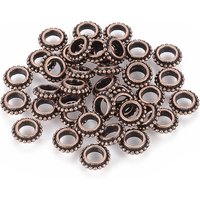 Tibetan Style Alloy Spacer Beads, Donut, Red Copper, 8x2.5mm