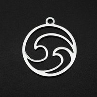 Non-Tarnish 201 Stainless Steel Charms, Waved Ring, 14x12mm
