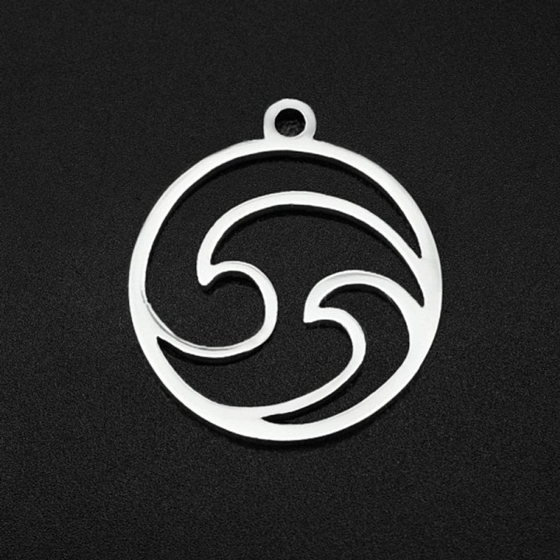 Non-Tarnish 201 Stainless Steel Charms, Waved Ring, 14x12mm — Charms & Pendants