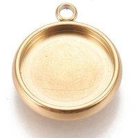Ion Plating 304 Stainless Steel Pendant Cabochon Settings — Jewelry Findings