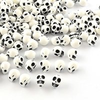 Perles Opaques en Acrylique, Crâne, Blanc, 10x8x9mm, Trou 2mm — Perles à bijoux