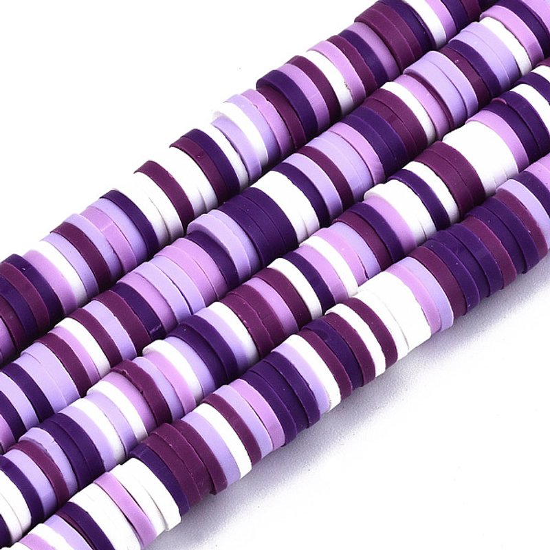 Brins de Perles en Argile Polymère Faits Main, Lilas, 15.75-16.14 pouces — Perles à bijoux