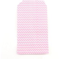 White Kraft Paper Storage Bags, No Handles, Wave Pattern, Pink