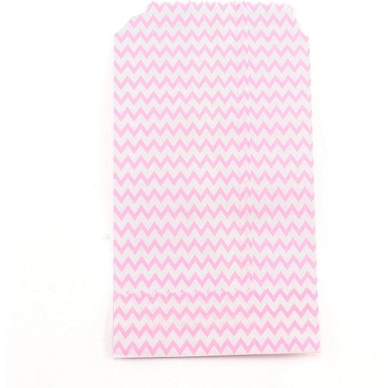 Sacs en papier kraft blanc, sans poignées, motif ondulé, rose