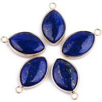 Pendants en Lapis Lazuli Naturel avec Bordure en Laiton Doré — Breloques et pendentifs