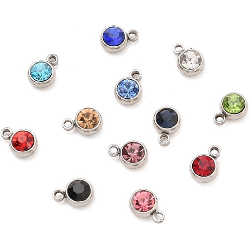 Charms en acier inoxydable 304 avec rhinestone acrylique — Breloques et pendentifs