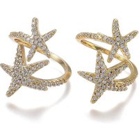 Adjustable Brass Micro Pave Clear Cubic Zirconia Cuff Ring — Costume Jewelry