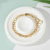 Brass Cable Chain Bracelet with Lobster Claw Clasp, 18K Gold Plated — Bracelet Women