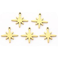 PVD Vacuum Plating 304 Stainless Steel Eight Pointed Star Pendant — Charms & Pendants