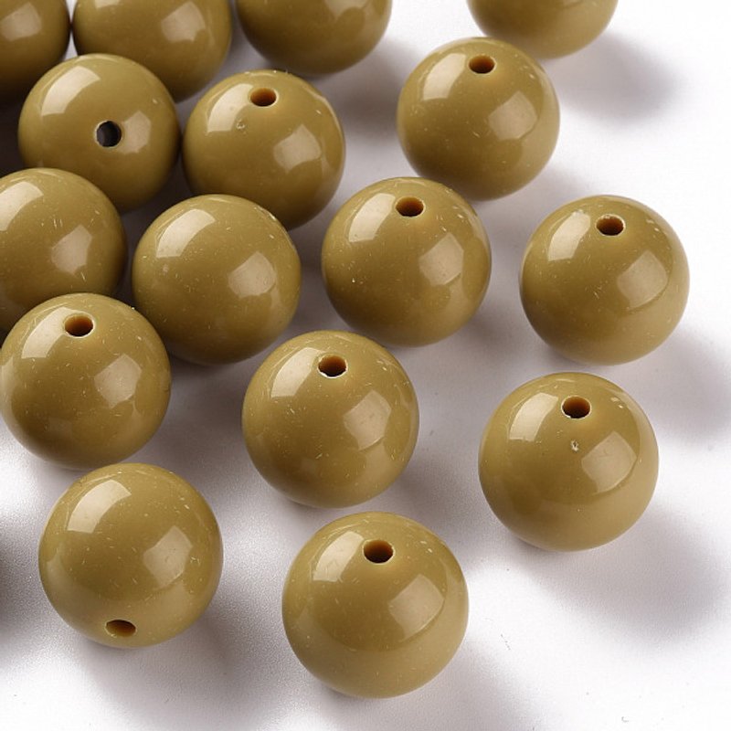 Opaque Acrylic Round Beads, Dark Goldenrod, 20x19mm, 111pcs — Jewelry Beads