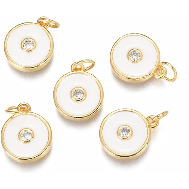 Charm en laiton avec zircon cubique clair et émail — Breloques et pendentifs