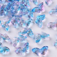 Two Tone Transparent Glass Beads with Glitter Powder - Butterfly — Jewelry Beads