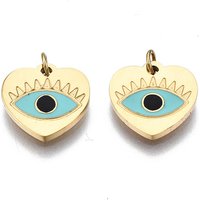 Charm en Acier Inoxydable 316 avec Émail, Cœur et Œil Malin — Breloques et pendentifs