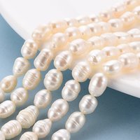Brins de perles de culture d'eau douce naturelles, forme de riz, couleur coquillage — Perles à bijoux