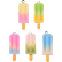 Rainbow Resin Ice Cream Pendants with Platinum Tone Iron Loop — Charms & Pendants