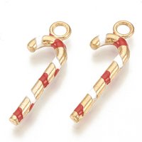 Pendentif en Émail Alliage Sucre d'Orge en Or Clair et Rouge — Breloques et pendentifs