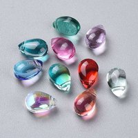 Perles en verre transparent en forme de goutte, couleurs mélangées, 9x6x5mm — Perles à bijoux