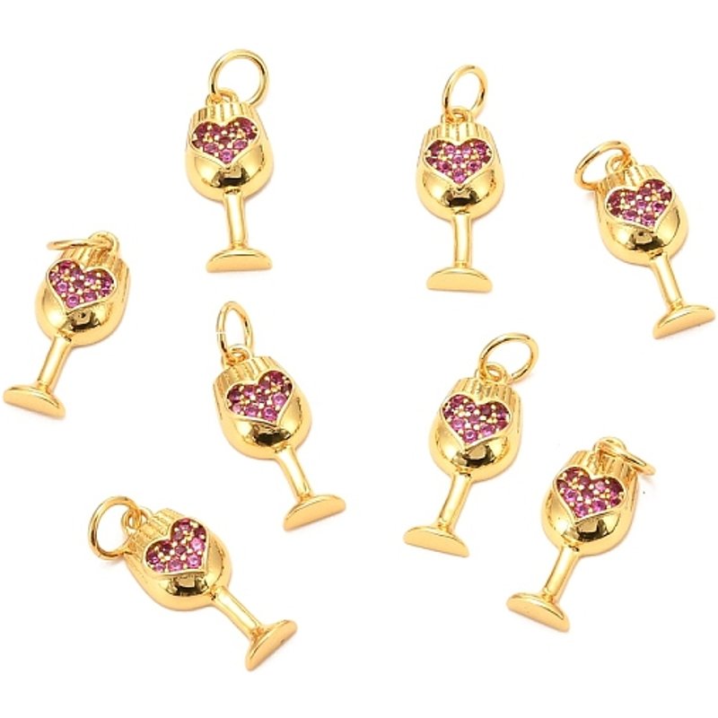 Brass Micro Pave Fuchsia Cubic Zirconia Martini Charms — Charms & Pendants