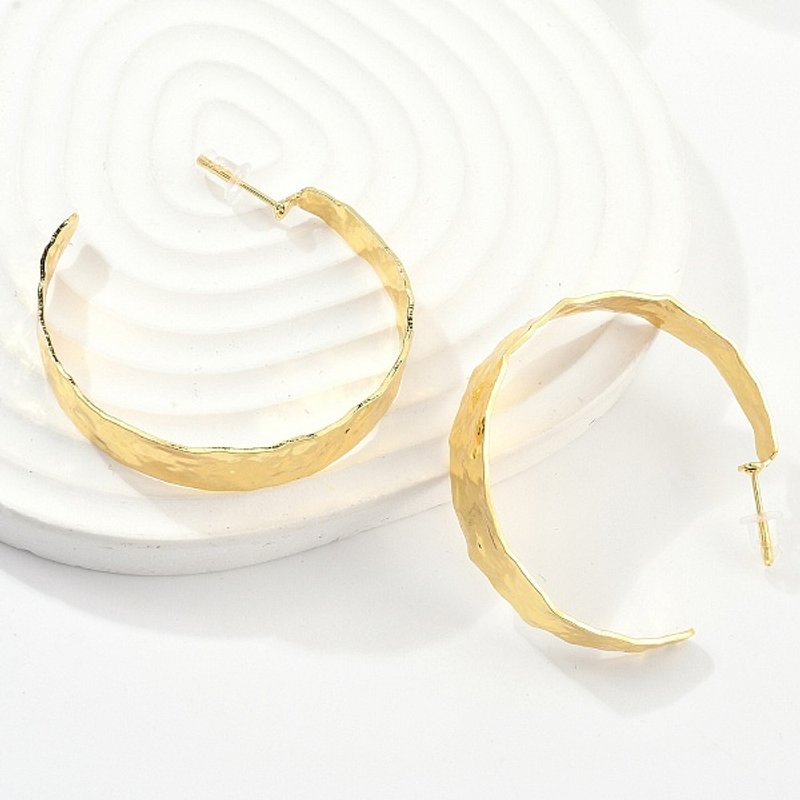Brass Stud Earrings with 18K Gold Plating, 41x9.5mm — Costume Jewelry