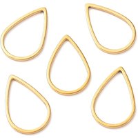201 Stainless Steel Teardrop Linking Rings, Golden, 15.5x10mm — Jewelry Findings