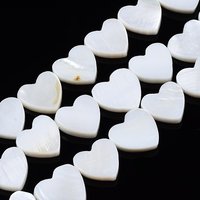Fils de perles de coquillage d'eau douce naturel, cœur, blanc crémeux — Perles à bijoux
