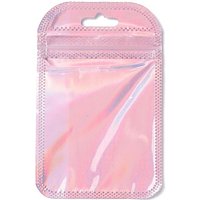 PP Zip Lock Bags, Resealable Rectangle Bags, Pink, 50pcs