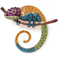 Chameleon Alloy Enamel Brooch with Rhinestone in Light Gold