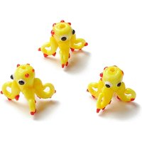 Perles en verre lampwork octopus bumpy faites à la main, jaunes, 18-19mm