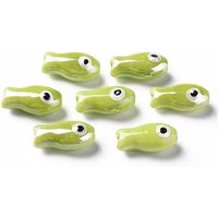 Perles en porcelaine faites à la main, style Famille Rose, poisson, jaune vert — Perles à bijoux