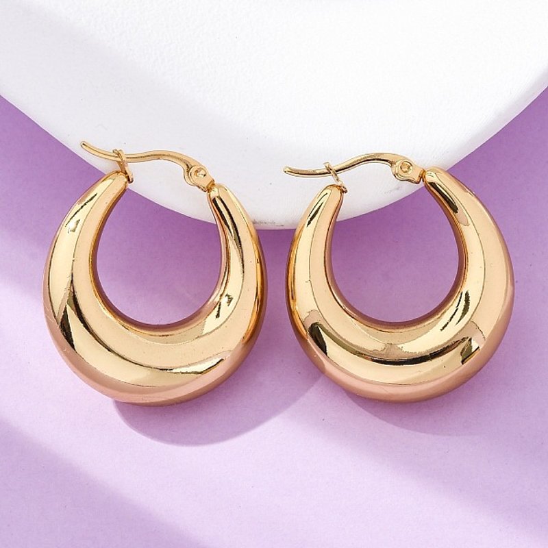 PVD Vacuum Plating 304 Stainless Steel Chunky Hoop Earrings — Hoop Earrings
