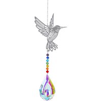 Attrape-lumière en métal avec colibri, thème chakra en verre K9