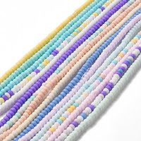 Handmade Frosted Porcelain Beads, Flat Round, Mixed Colors, 134pcs — Jewelry Beads